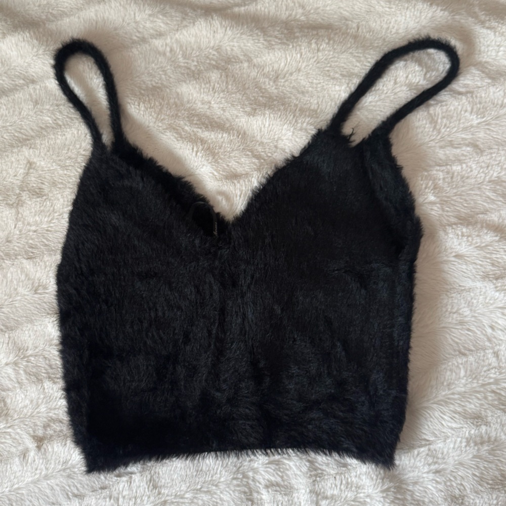 Fuzzy Black Tank Top